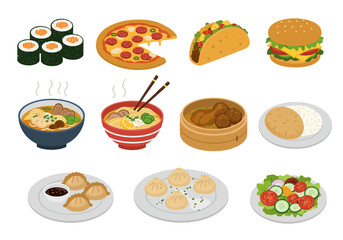 Delicious Food Illustrations A Culinary Collection of Global Dishes
