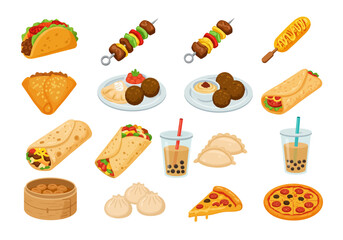 Delicious International Cuisine A Colorful Collection of Popular Street Foods