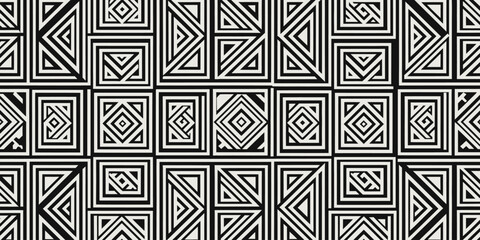 Abstract geometric pattern featuring intricate black and white shapes creating a visually striking design