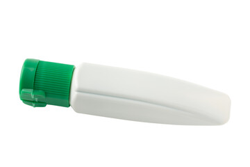 透明背景（png）に緑色の絵の具（水彩）のチューブ