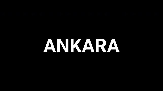 Ankara text reveal animation with dynamic black and white geometric shapes background. 4k text animated video