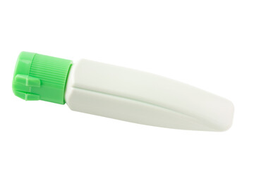 透明背景（png）に黄緑色の絵の具（水彩）のチューブ