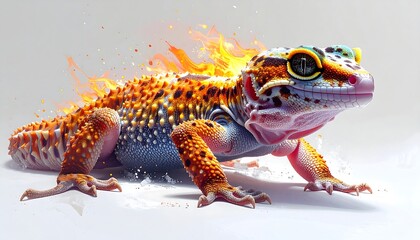 Obraz premium Fiery Gecko Reptile Image.