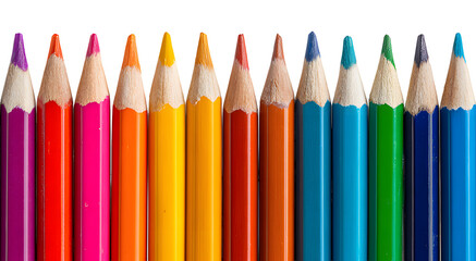 Vibrant colored pencils create a spectrum of creativity and artistic expression with bold hues and sharp tips
