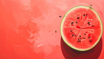Close Up Watermelon Slice on Pink Background.