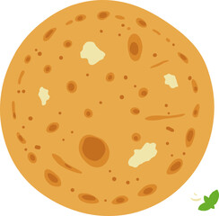 Simple Flat Illustration Chapati Roti Indian Bread Food Cuisine
