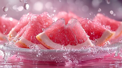 Fototapeta premium Pink Grapefruit Splash Citrus Burst of Refreshment.