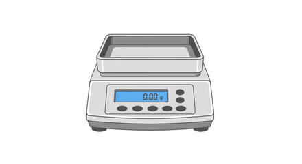 An illustration of a modern electronic laboratory or kitchen balance used for accurate weight measurement in grams