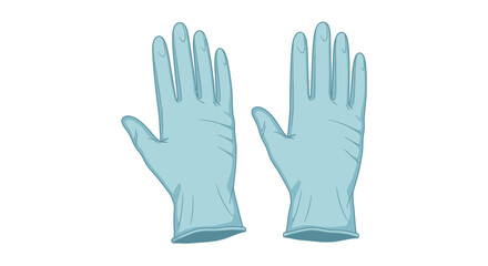 Obraz premium A simple vector illustration of a pair of blue disposable gloves, symbolizing hygiene, safety, and personal protective equipment in healthcare