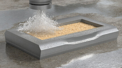 Cnc milling machine performing metalworking with coolant