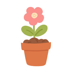 Potted Flower in Flat Style for Gardening and Home Decor