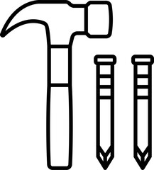 Vector of Claw Hammer and Nail. Carpenters hammer and metal nail vector illustration. Tools nail and hammer. 