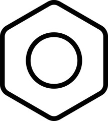 Line art vector of mechanical Nut on white background. Hexagonal nut line art icon vector graphic for construction and industrial hardware  