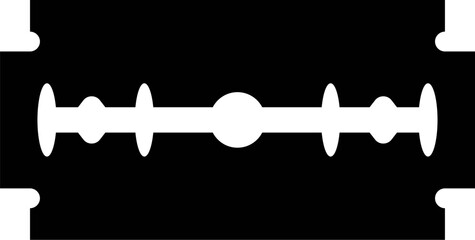 Silhouette of razor Blade. Solid razor blade. Icon of Razor Blade Illustration Isolated on White Background. Sharp Metal Blade for Shaving and grooming. Razor Blade Silhouette