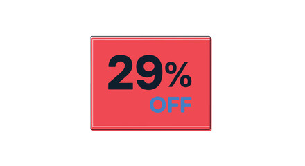 Vibrant sale advertisement with twenty nine percent off promotion displayed on a red badge with refined lines