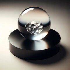 Transparent Crystal Orb on Dark Pedestal