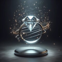 Diamond Crystal on Metallic Ring Pedestal