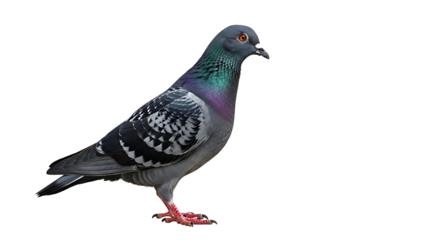 Pigeon Walking on White Background, Wildlife Photography, Studio Environment, Close-Up View, Urban Concept