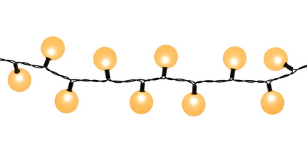 String Of Warm Illuminated Round Lights Against Black Background