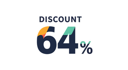 Promotional graphic featuring a bold sixty-four percent discount offer, designed for captivating marketing campaigns and enticing sales promotions