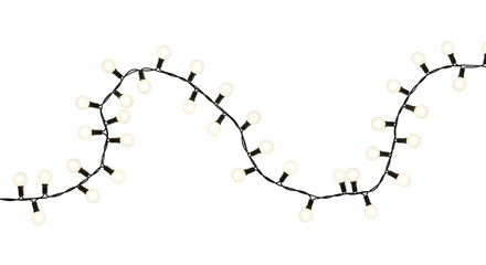 String Of White Glowing Decorative Lights On Black Background