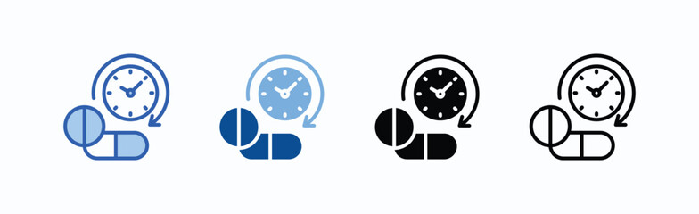 Pill Dosage Icon Sheet Multiple Style Collection Isolated Vector