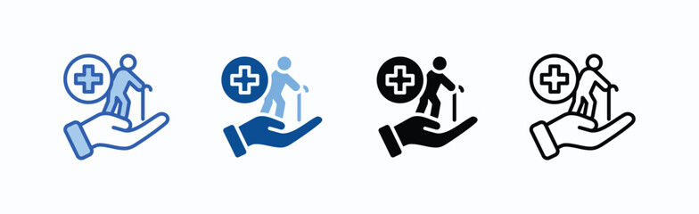 Geriatrics Icon Sheet Multiple Style Collection Isolated Vector