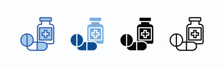 Pill Icon Sheet Multiple Style Collection Isolated Vector