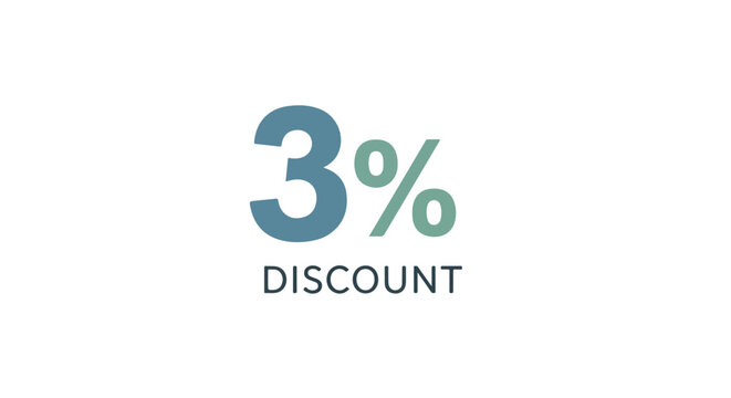 Enticing three percent off promotional graphic, signaling savings and limited time financial incentive announcement on neutral backdrop