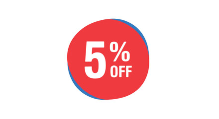Vibrant five percent reduction badge, promotional discount, vibrant circular sale advert with modern design, limited offer at affordable pricing