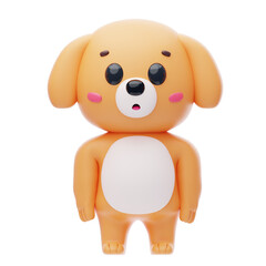 Dog Character Surprised 3D Illustration.