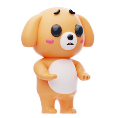 Scared Dog Character 3D Illustration.