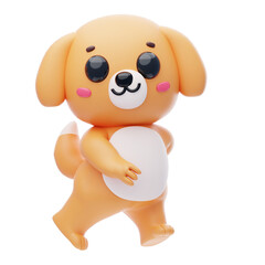 Walking Dog Character 3D Illustration.