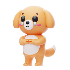 Crying Dog Character 3D Illustration.