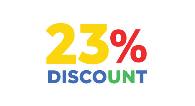 Eye-Catching 23 Percent Discount Promotion Graphic with Bold Colorful Typography for Retail Marketing Promotion