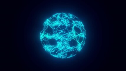 Moving ball of dots and lines and triangles, Abstract glowing digital sphere - Powered by Adobe