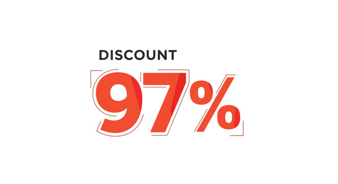 Promotional vector illustration of an eye catching ninety seven percent discount graphic for commercial use or marketing campaigns