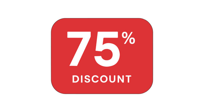 Attractive seventy-five percent off sale icon on a red badge offering substantial savings and promotional advertising campaigns