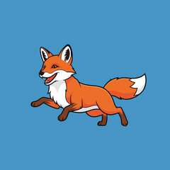 Fototapeta premium Cartoon Fox Running with Determination and Focus.