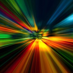 Obraz premium Vibrant multicolored light rays, abstract motion blur background, colorful speed effect, dynamic energy burst