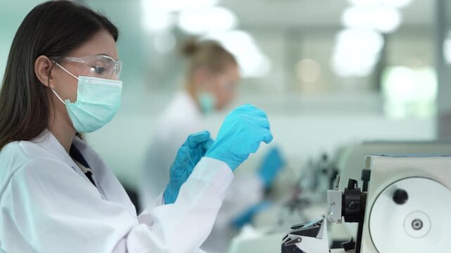 Women in STEM drive medical innovation. Two dedicated experts collaborate on a scientific breakthrough, representing the future of healthcare and global wellness.