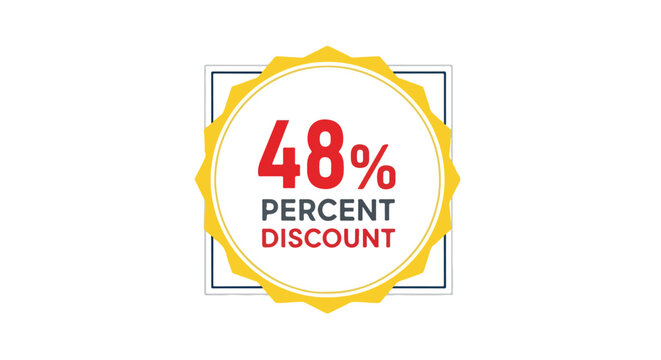 Exciting forty-eight percent discount offer framed with vibrant colors for promotional advertising showcasing limited time sales promoting special