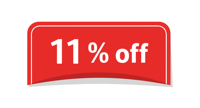 Promotional graphic depicting an eleven percent discount offer with simple design and clear messaging elements present in eye catching colors