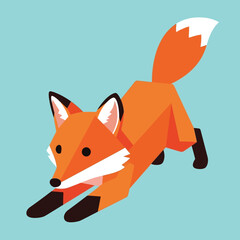 Obraz premium Geometric Fox Illustration - A Playful and Modern Design.