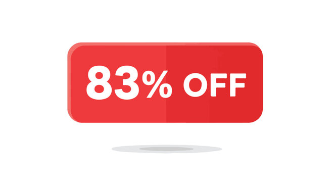 Vibrant Red Banner Displaying an 83 Percent Discount Offer on a Clean White Background for Online Sales