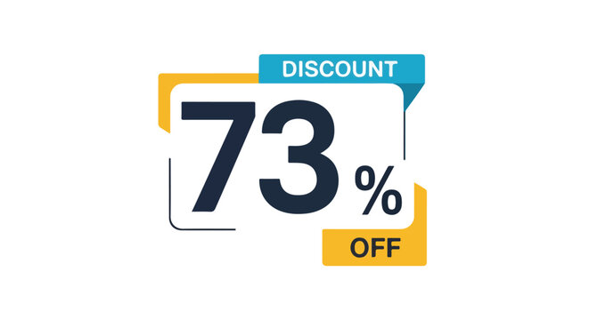 Promotional vector illustration featuring a vibrant seventy-three percent discount offer for enticing savings and limited time deals