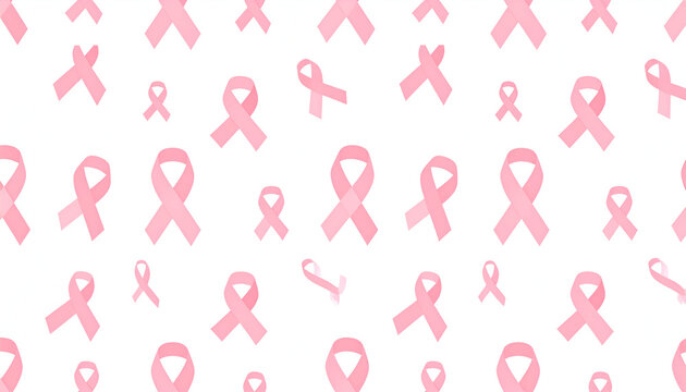 Breast Cancer Awareness Pink Ribbon Pattern on White Background. - Powered by Adobe