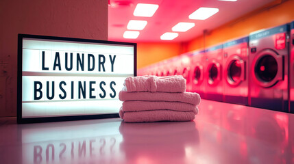 Vibrant Laundromat Scene with Dramatic Studio Lighting | Professional 8K Ultra HD  | Clean, Bright Laundry Business Interior