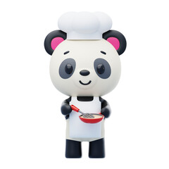 Cooking Panda With Chef Hat 3D Character Illustration.