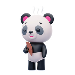 Panda Is Hot 3D Character Illustration.